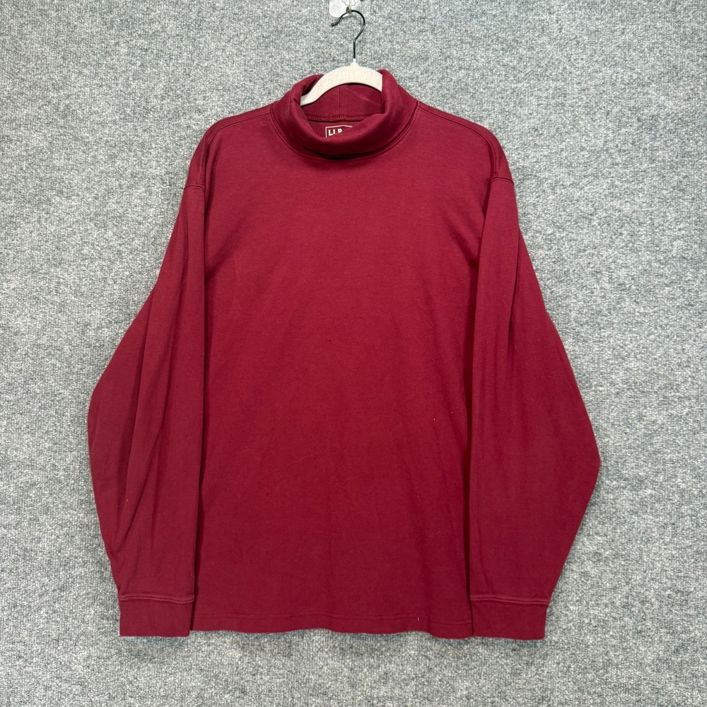 L.L Bean Turtleneck Shirt Mens XL Burgundy Red Cotton Long Sleeve Pullover